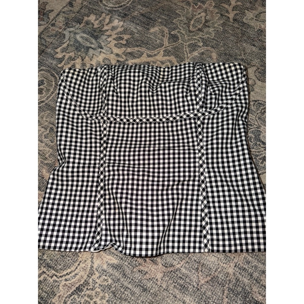 White House Black Market Gingham Corset Strapless Top Y2K